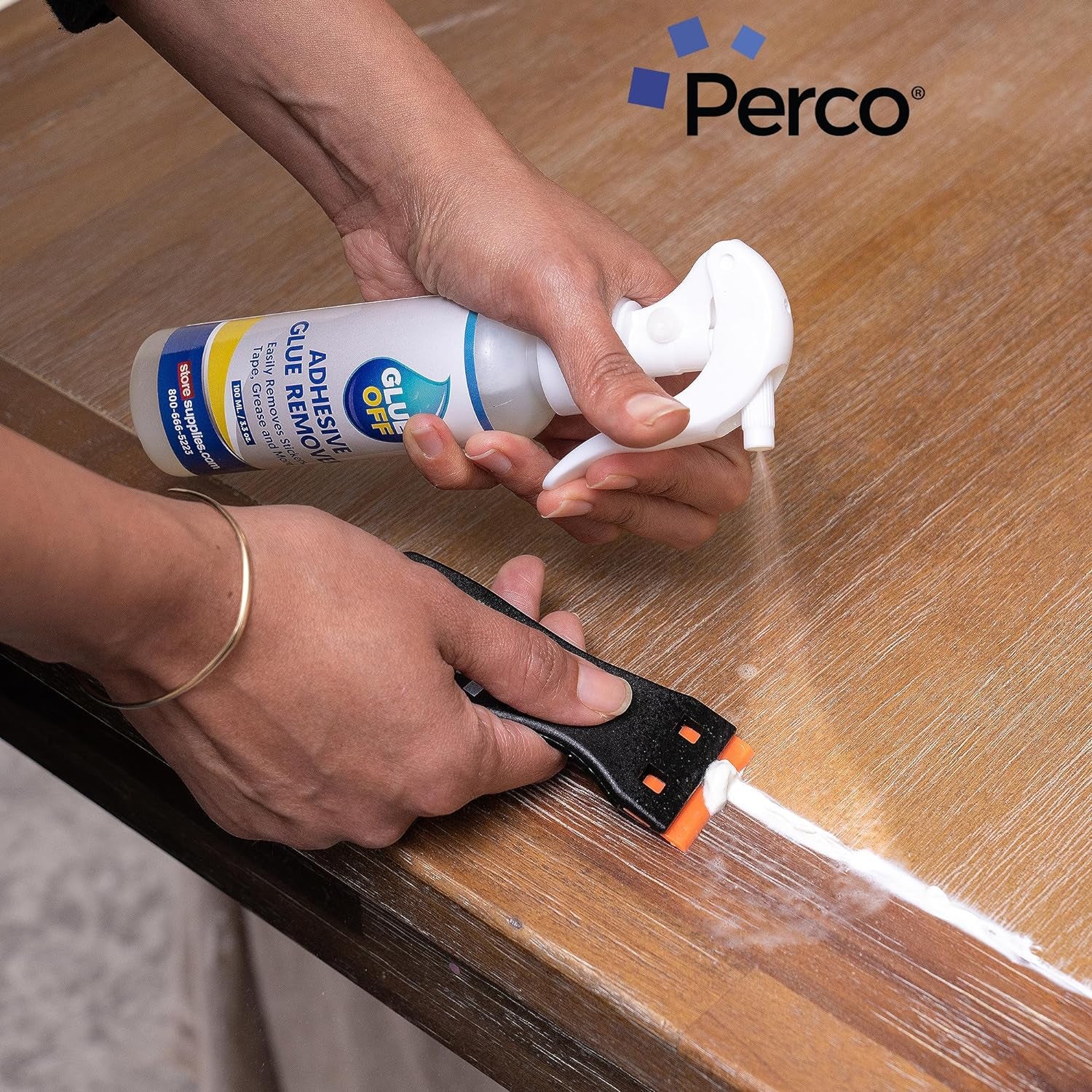 Glue off Adhesive Remover 3.3 Fl. Oz & Scraper with Plastic Razor for Removing Labels (Adhesive Remover & Scraper W/Plastic Razor)