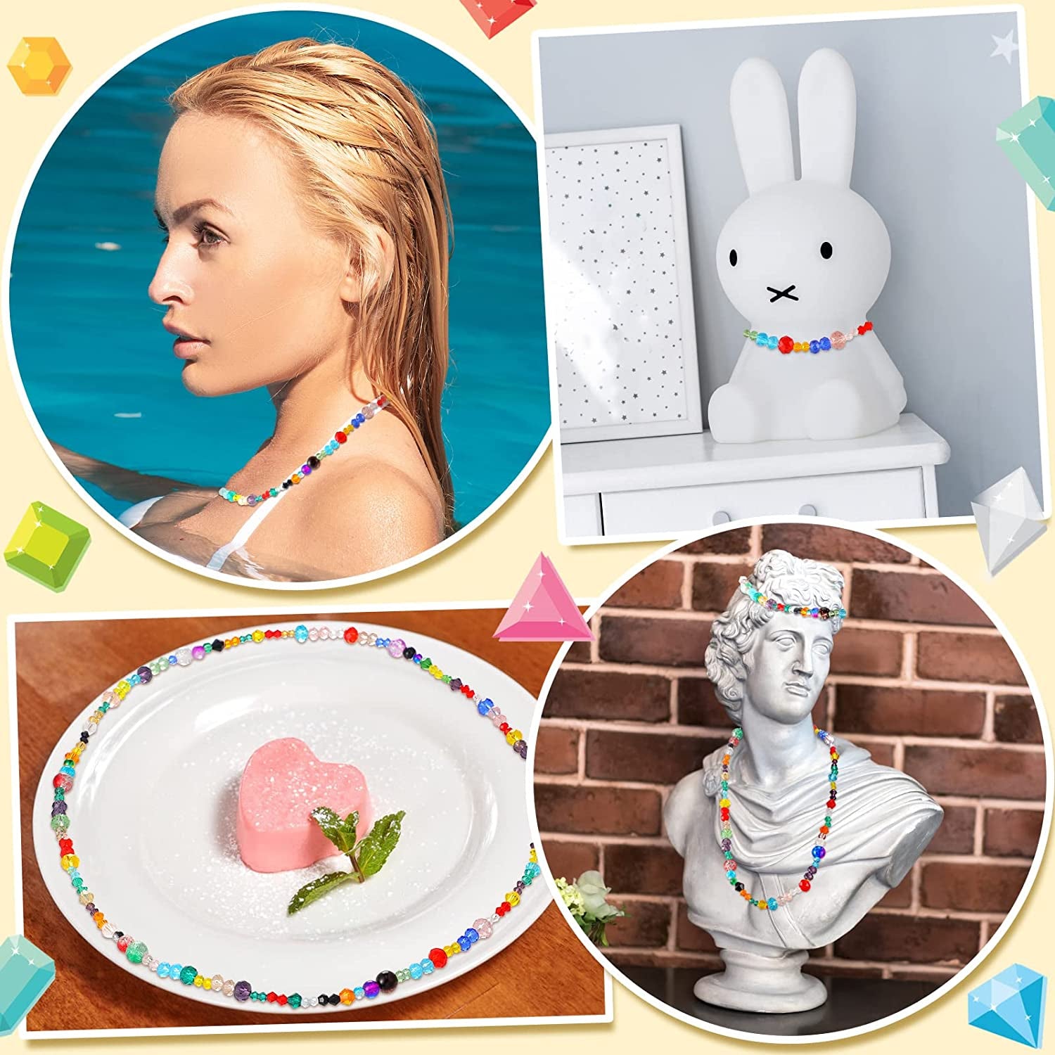 1300 Pieces Crystal Beads for Jewelry Making Crackle Glass Beads Faceted Crystal Glass Beads Bicone Crystal Beads Loose Beads Sparkly Beads for Bracelets Necklace Pendants Making Supplies