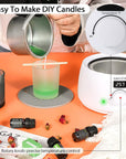 Wax Melter for Candle Making,Candle Melting Pot,Candle Wax Melter,Multifunctional Wax Melting Tool with LED Temperature Display （White）