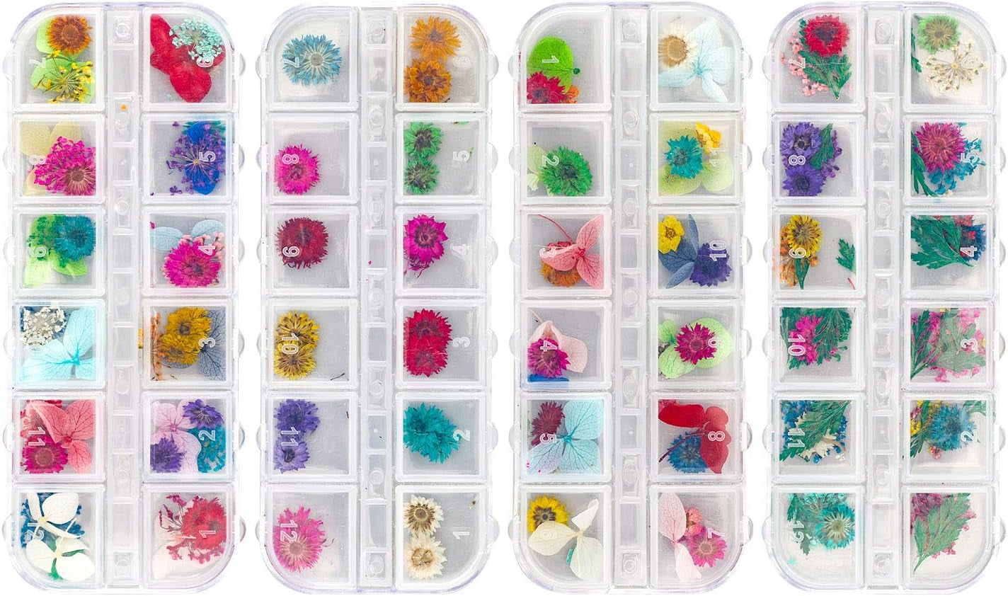 4 Boxes Dried Flowers for Resin, 48 Styles Natural 3D Applique Flowers DIY Craft Supplies, Resin Epoxy Casting Fillers for Silicone Molds, Nail Arts, Handmade Projects, Decoration Accessories