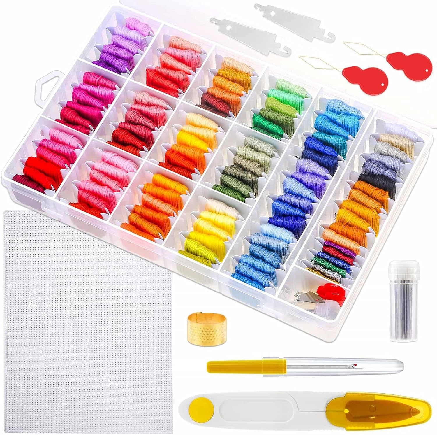 146 Pcs String Bracelet Making Kit Embroidery Floss with Organization Box Including 108 Colors Cross Stitch Thread Bracelet String and 38 Pcs Tools for Friendship Bracelet String Making