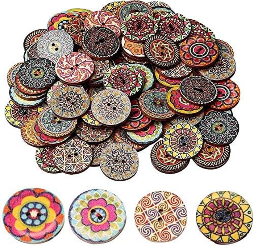 200Pcs Wood Craft Buttons 20Mm Bulk Wooden Buttons for Crafts Vintage Button for Sewing