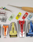 Bias Tape Maker Kits All 5 Sizes 6MM 9MM 12MM 18MM 25MM Binding Foot Craft Clips Awl Quilter'S Pin