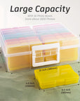 Colorful Plastic Photo Storage Box with Handle,16 Inner 4''×6''Photo Cases and Craft Keeper for Photos, Pictures, Garden Seed, Sewing Supplies