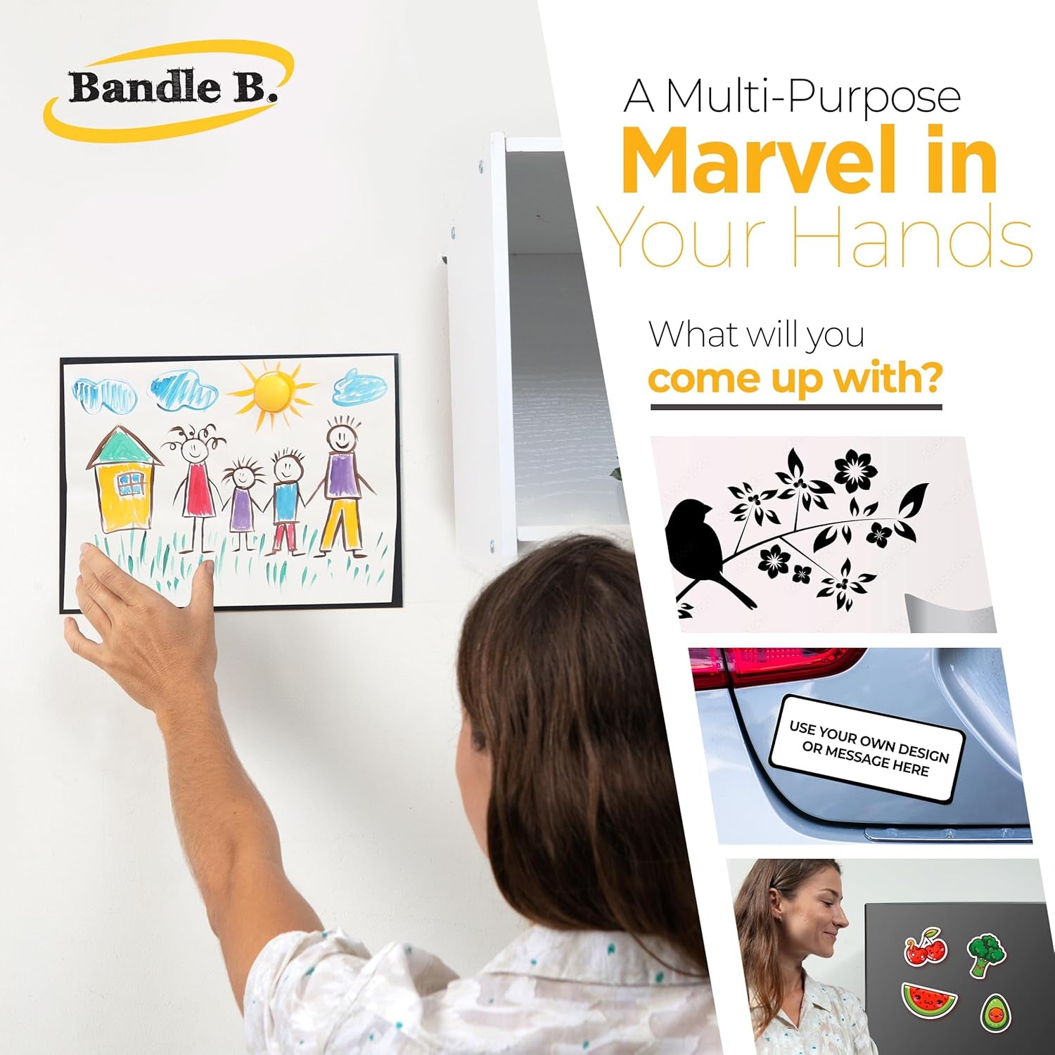 Bandle B Magnetic Sheets for Crafts 8.5"X11". Pack of 2. Flexible Non Adhesive Magnetic Sheet for Metal Cutting Die Storage. Easy to Organize and Cut for Arts &amp; Crafts or Scrapbooking. Thickness 30