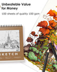 9" X 12" Premium Sketch Book Set, 1-Pack Spiral Bound Drawing Paper, 100 Sheets (68Lb/100Gsm) Sketchbook, Acid-Free Art Drawing Painting Sketching Pad Supplies for Kids, Teens, Adults, Artists