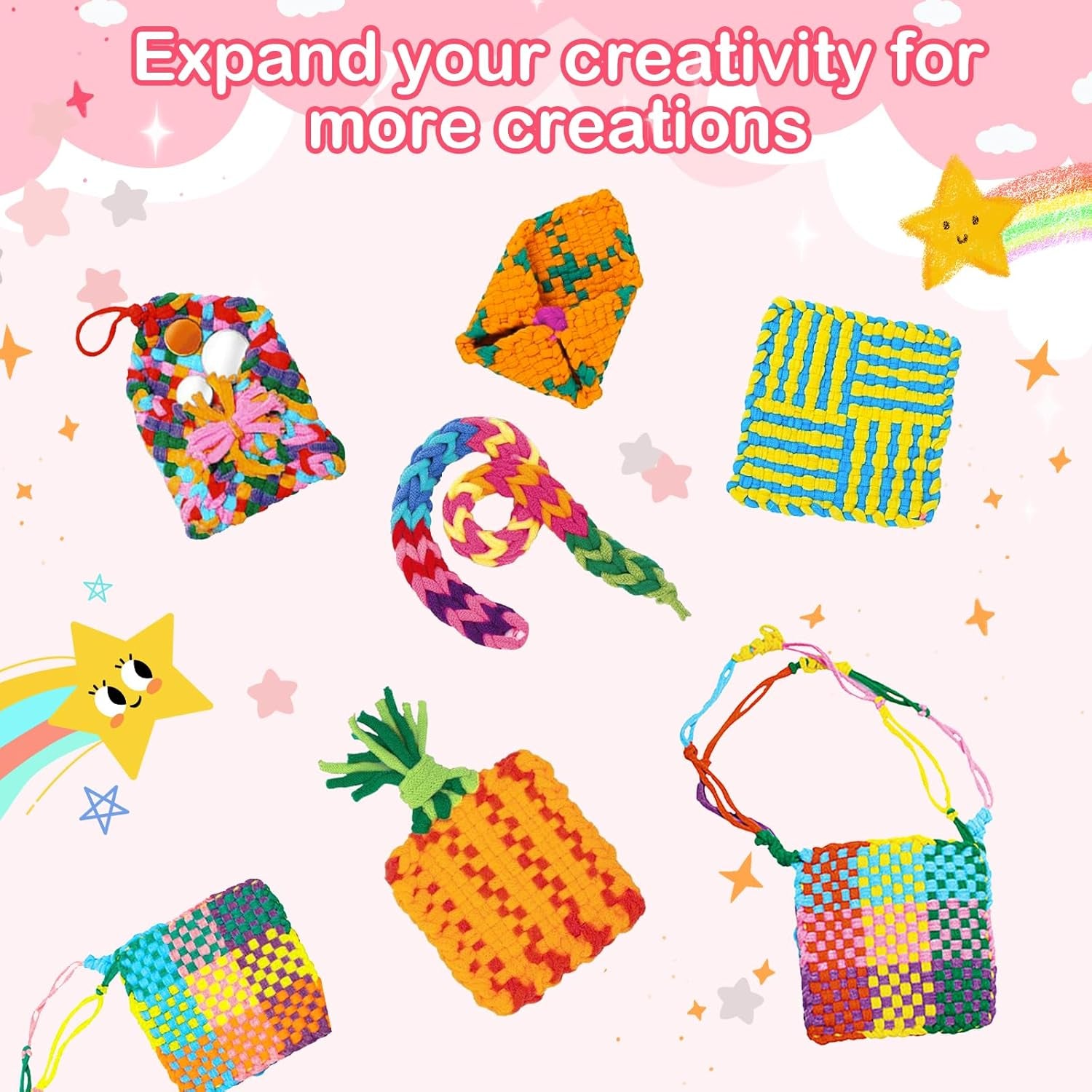 800 PCS Loom Loops Colorful Weaving Loom Loops Potholder Muti-Colored Loops Elastic Weaving Loops Craft Flexible Loom DIY Kit Colorful Weaving Crafts for Kids Adults DIY Crafts Supplies