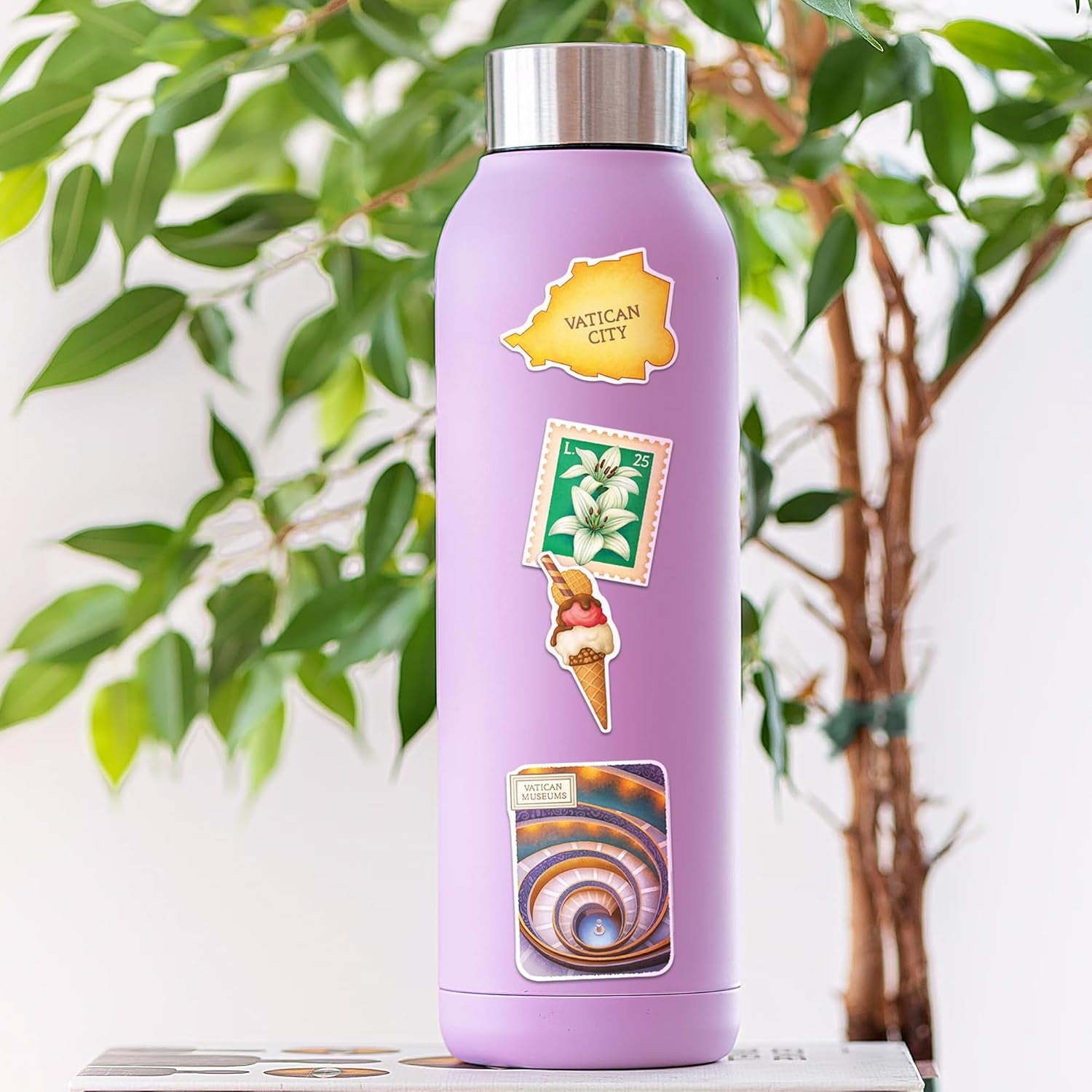 Historical Rome Travel Stickers (28Pcs) - Gouache Style, Waterproof, Italy Roman Vatican-Themed Vacation Decals for Scrapbooks, Waterbottle