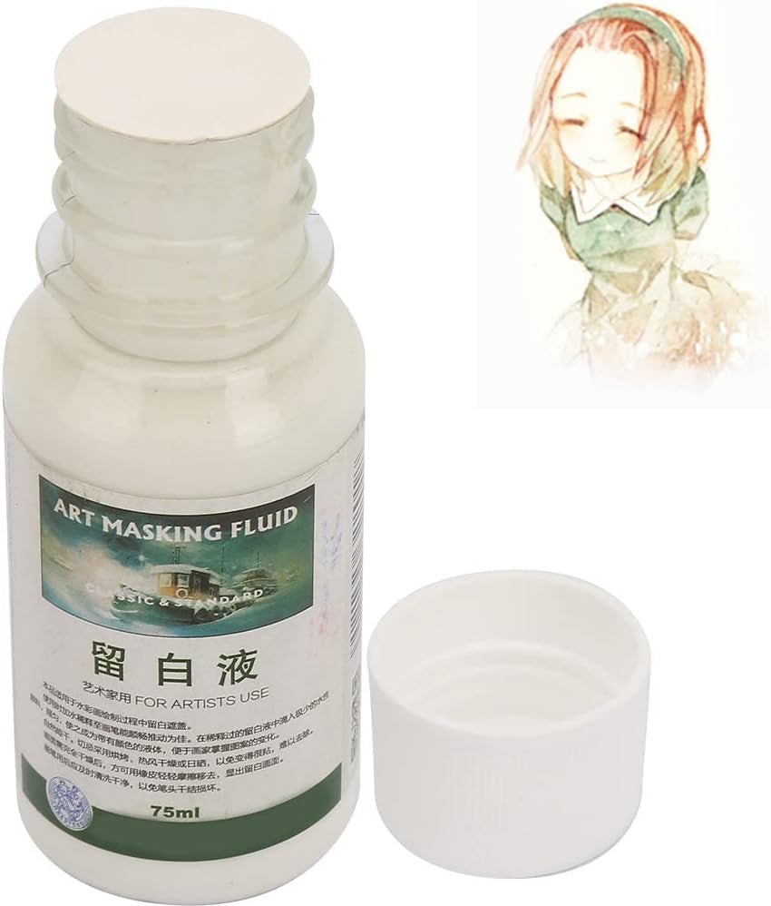 Pigment Covering Liquid, Watercolor White Liquid Art Masking Fluid for Watercolor Painting and Various Art Projects (75ML)