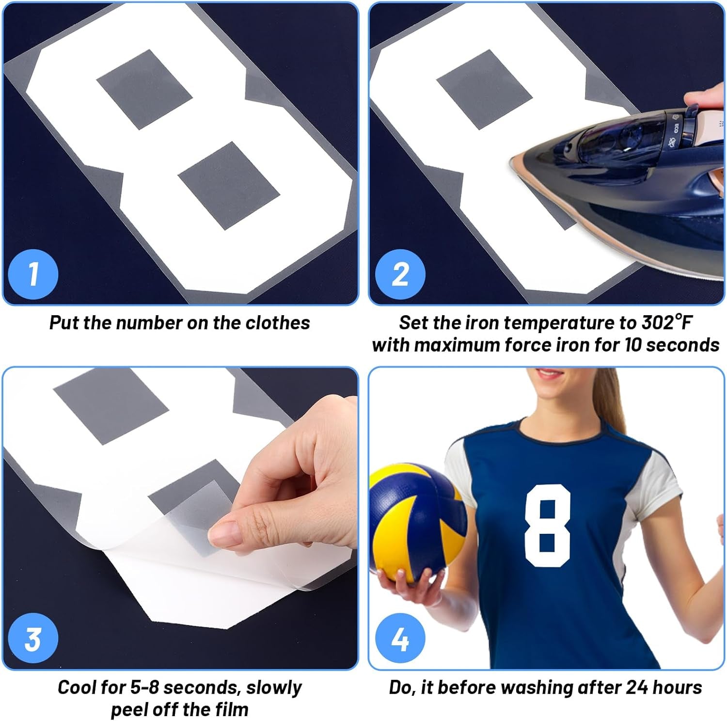 223 Pcs Iron on Letters and Numbers, 8 Inch Clothing Heat Transfer 0 to 9 Jersey Iron on Numbers, 2 Inch White Iron on Vinyl Letters with A-Z PU Alphabets Sticker for DIY Craft Team Uniform Sports