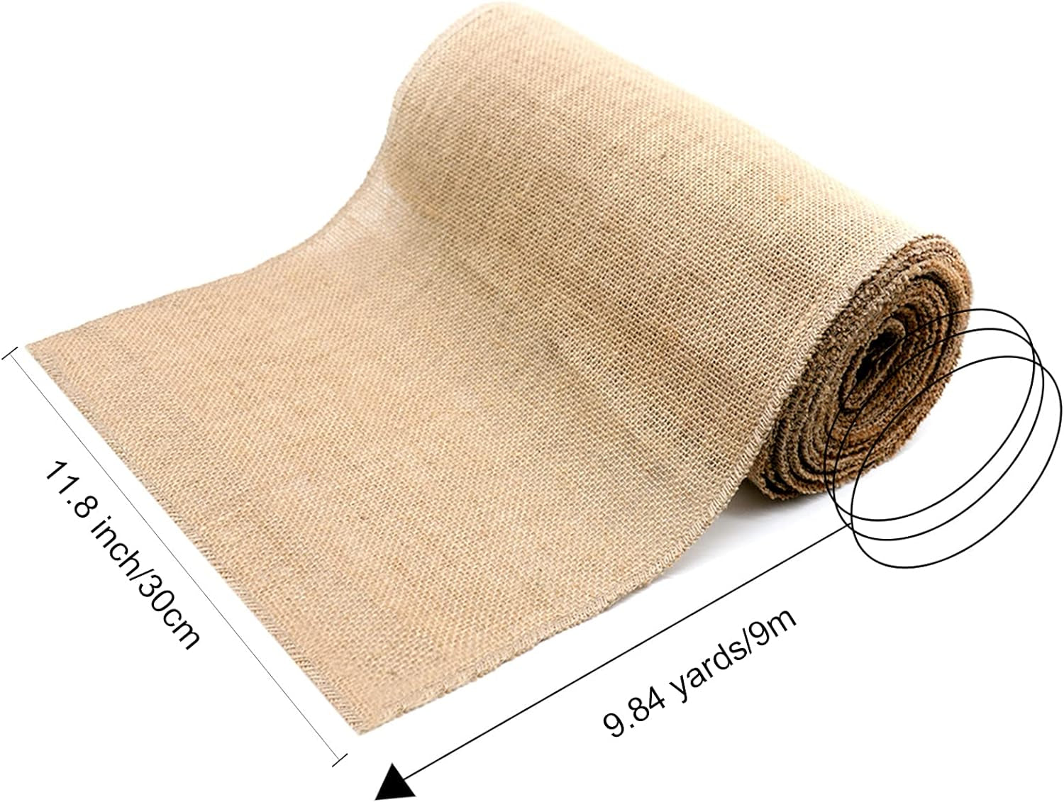 10 Yard Long 12" Wide Natural Burlap Fabric Roll for Craft Projects, Home Decor, Wedding Decor