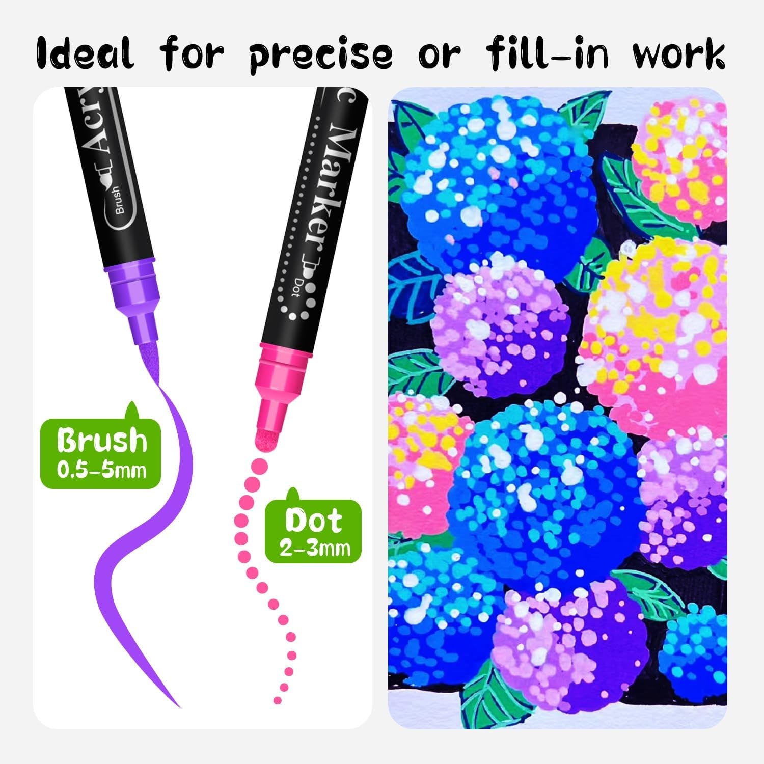 Dual Tip Acrylic Paint Pens, 26 Colors, Medium and Brush Tips, Ideal for Rock Painting, Ceramic, Wood, Plastic, Calligraphy, Scrapbooking, Card Making, DIY Crafts