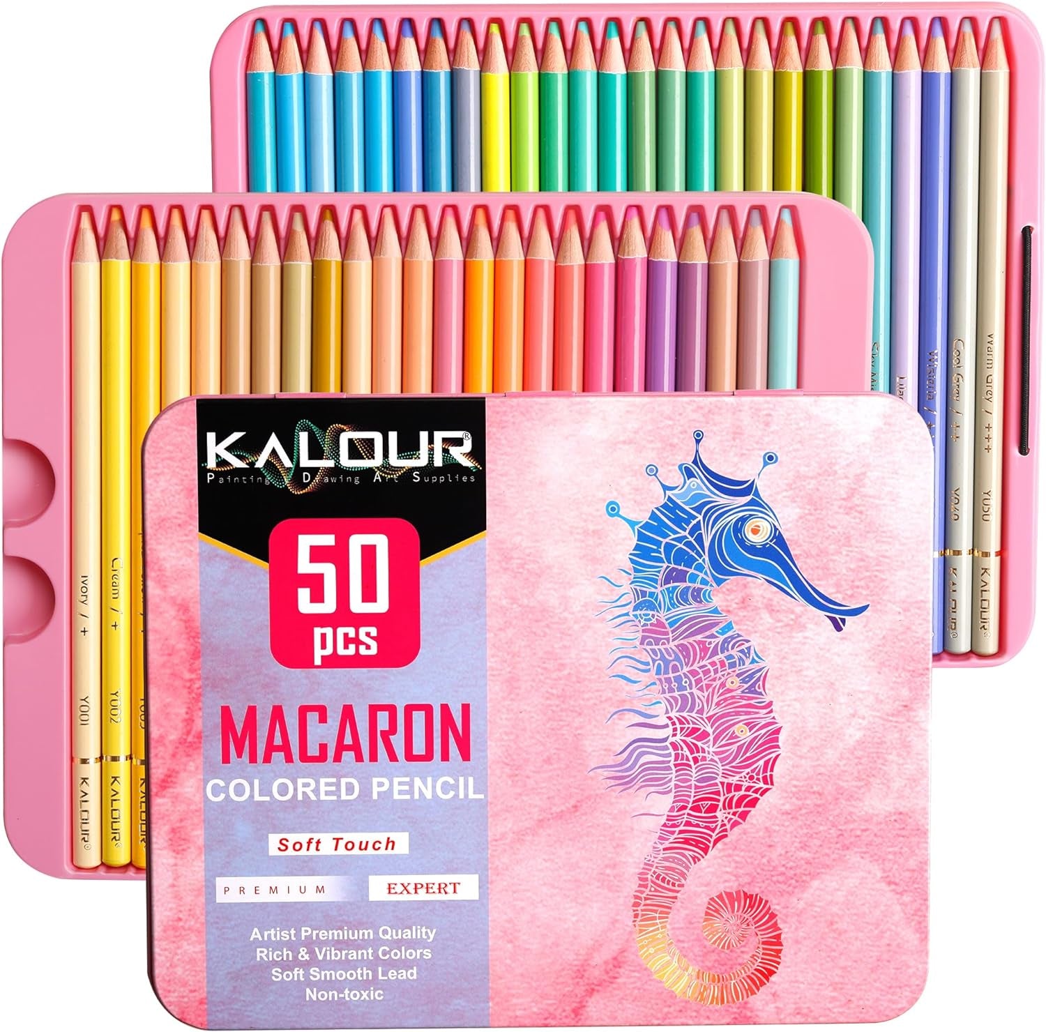 Macaron Pastel Colored Pencils,Set of 50 Colors,Artists Soft Core,Ideal for Drawing Sketching Shading,Coloring Pencils for Adults Kids Beginners