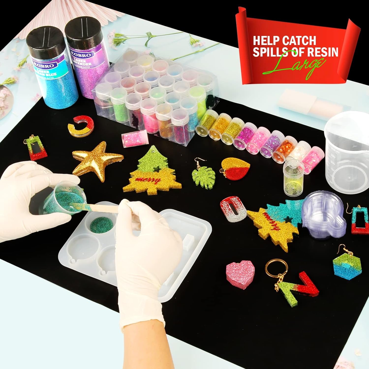 Large Silicone Mat for Crafts, Black Silicone Mat for Resin Molds, Play Dough Mat, Silicone Mat for UV Resin, Epoxy Resin, Clay Paint DIY Arts Crafts, 23.4"×15.6", Medium Thickness 0.75MM