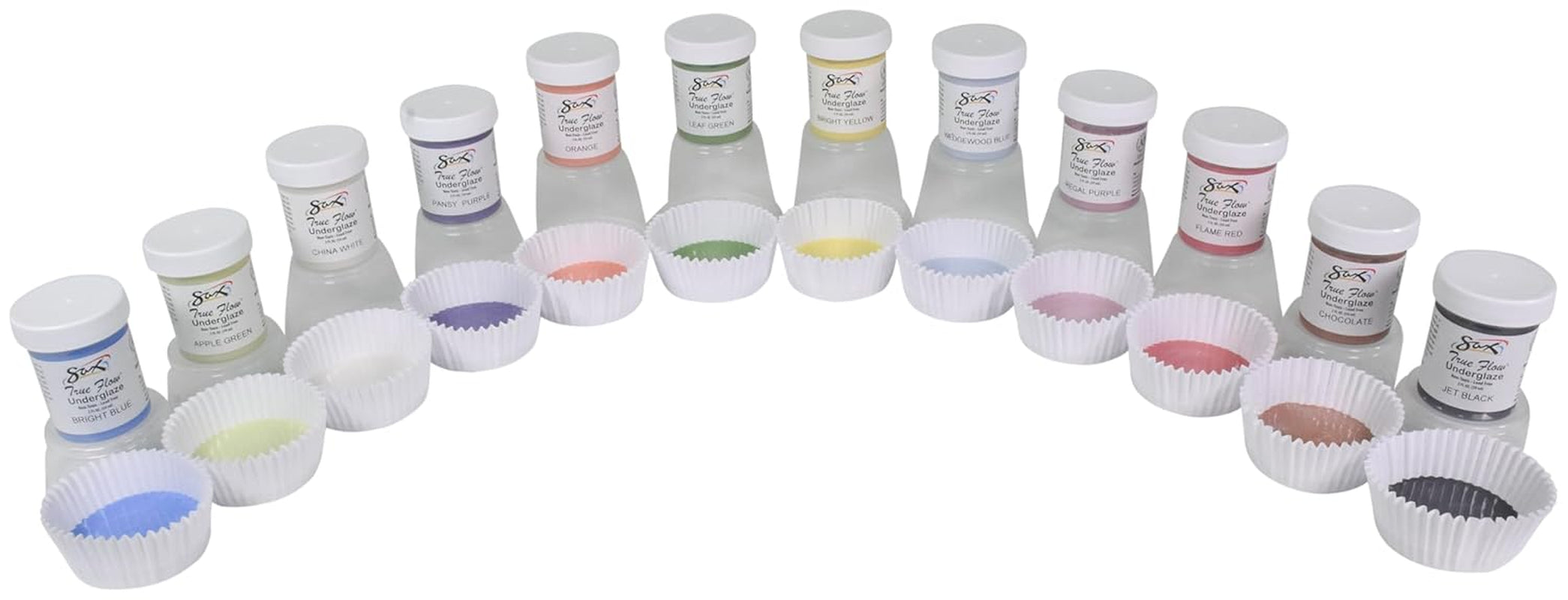 True Flow Underglaze Set, 2 Ounces, Acrylic, Assorted Colors, Set of 12 - 1371407
