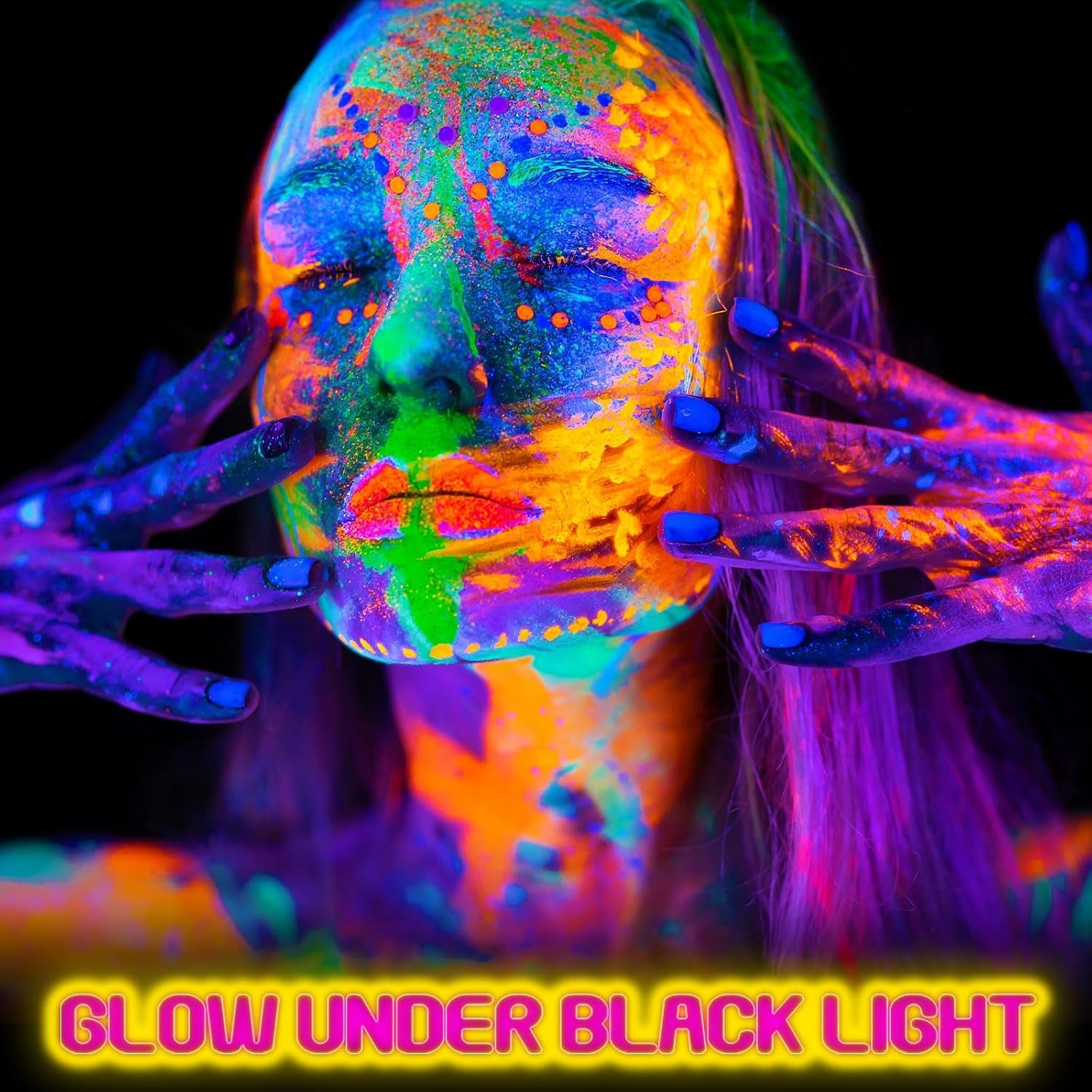Glow in the Dark Party Supply 20 Sheet (Over 160 Pcs) Glow Temporary Tattoo Stickers,12 UV Neon Light Face Body Crayons Paint Kit for Kid Adult Masquerade Masks Mardi Gras Supplies Neon Favor