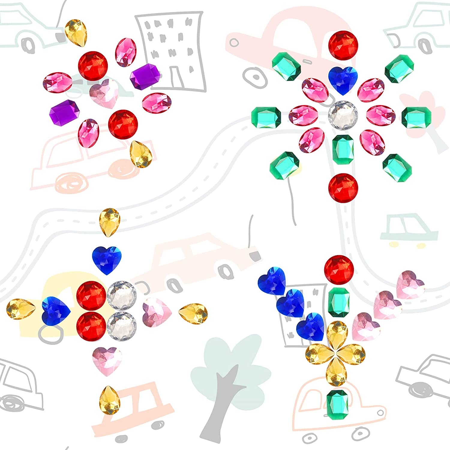 1" Jewels for Crafting Assorted Colorful Flat Back Heart Shaped Jewel Gems Acrylic Rhinestones for Crafts, Manualidades Accesorios Decoraciones Costume Making Cosplay Jewels for Embelishments 120 Pack