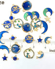 Assorted Gold Plated Enamel Cat Moon Star Celestial Charm Pendant DIY for Earrings Necklace Bracelet Jewelry Making and Crafting