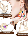 280 Pieces Unfinished Wooden Earrings Blanks Wooden Teardrop/Circle/Triangle/Rectangle Shapes Earrings Pendants Wood Earring Pendant Pieces with 100 Pieces Hooks & 100 Pieces Rings