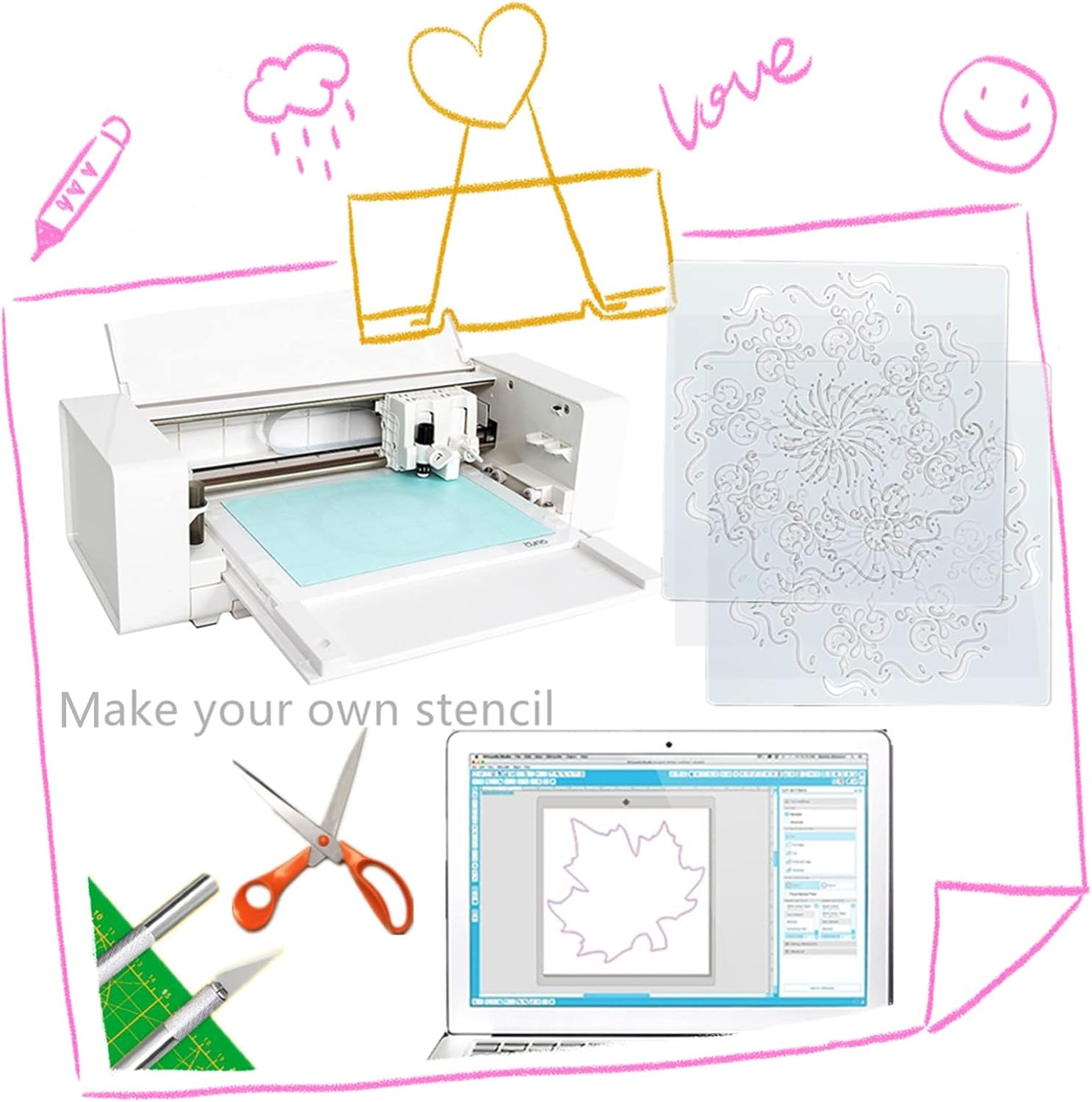 12 Sheets 7.5 Mil Mylar Sheet 12 X 12 Inch Milky Translucent PET Blank Stencil Making Sheet for Cricut, Silhouette, Cut Tool Template Material (7.5 Mil)