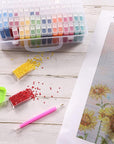 3Pcs 64 Grids Diamond Painting Storage Containers 5D Beads Organizer with Diamond Painting Accessories Stickers for Bead Storage Diamonds DIY Art Craft Storage