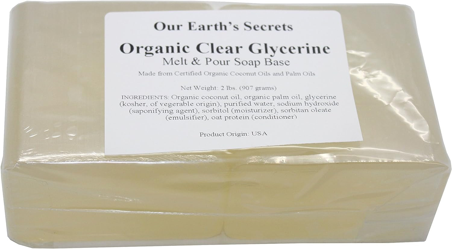 Organic Oil Clear Glycerin - 2 Pound Melt and Pour Soap Base