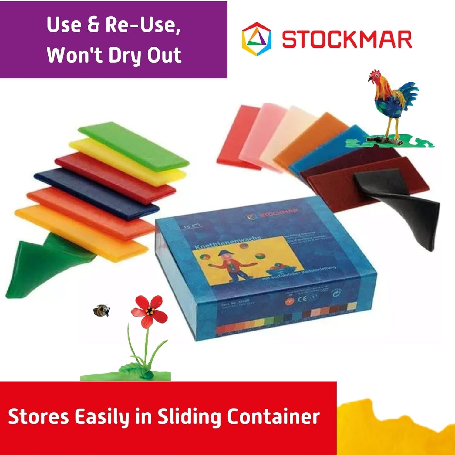 Natural Modelling Beeswax -15 Color Beeswax Sheets Set - for Kids,Toddlers, Artists, Waldorf Organic Art Supplies, Non Toxic Beeswax, Non Drying Beeswax Modeling Wax for Homeschoolers