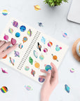 Reusable Sticker Book Collecting Album Sticker Storage Book for Adults 37 Sheets Release Paper Sticker Collection Book A5 Size Cute Sticker Keeper Holder (Planet)