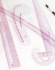 French Curve Ruler for Pattern Making, 15 Pieces Clear Sewing Ruler Set for Beginners Tailors Designers