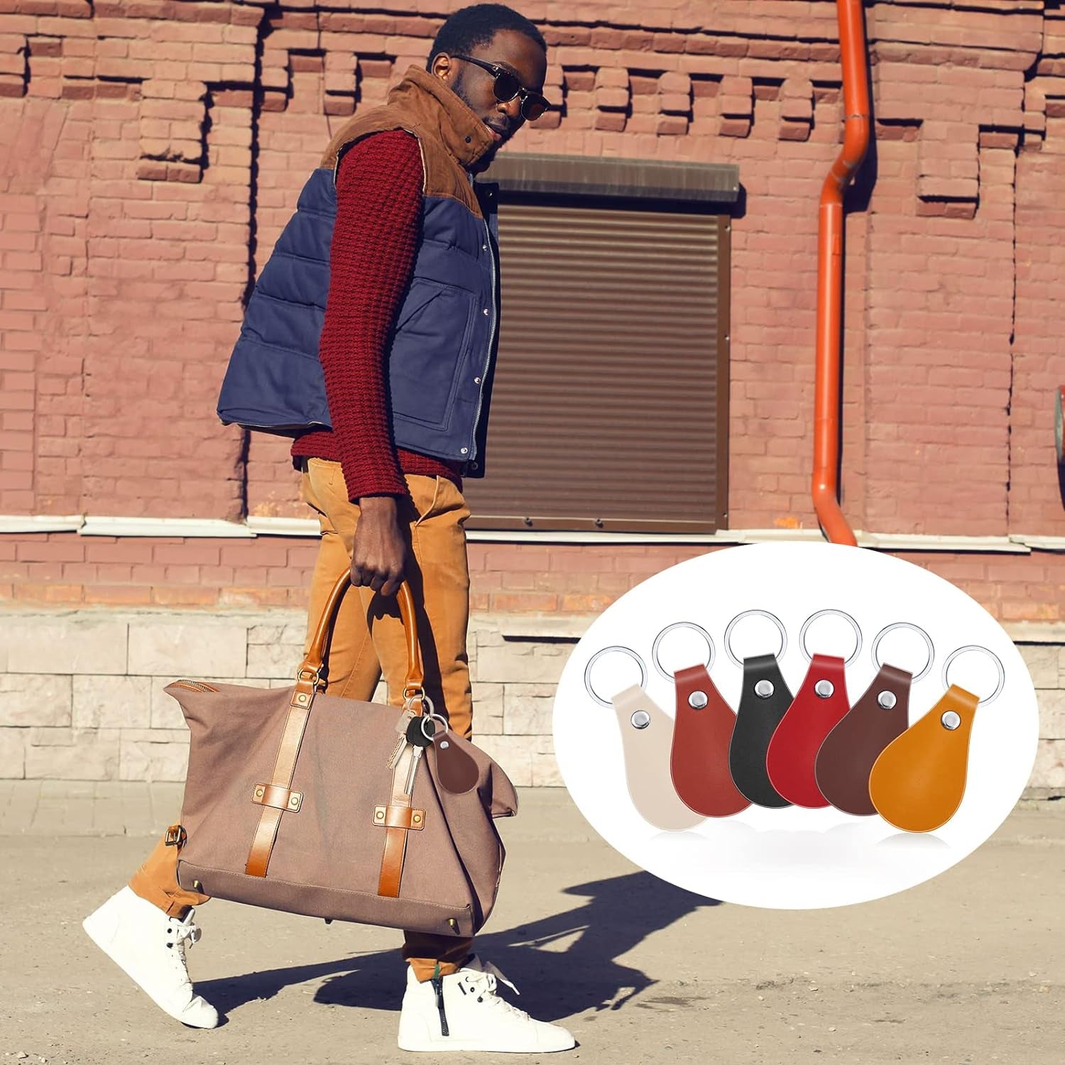 30 Pcs Leather Key Fob Kit for DIY Craft, PU Leather Key Fobs Blanks with Rivets and Key Rings for Laser Engraving Keychain Making Leather Working (Multi Colors)