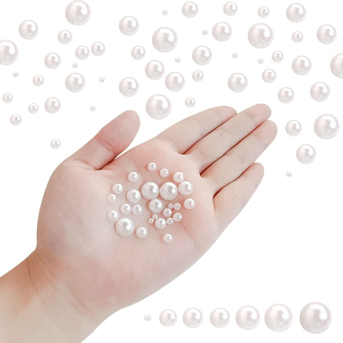 5600 Pieces Half Pearl Beads for Crafting Flatback Crafts Pearls for Nail Art Craft DIY Scrapbooking Jewelry Making Makeup Phone Shoes White Pearls Gems Half round Flat Back Pearls (2/3/4/5/6/8/10Mm)