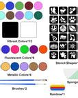Face Painting Kit for Kids, Washable Face Painting Kit with Stencils, Professional Body Face Paint (24 Colors)
