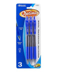 Optima Blue Oil-Gel Ink Retractable Pen w/ Grip (3/Pack)