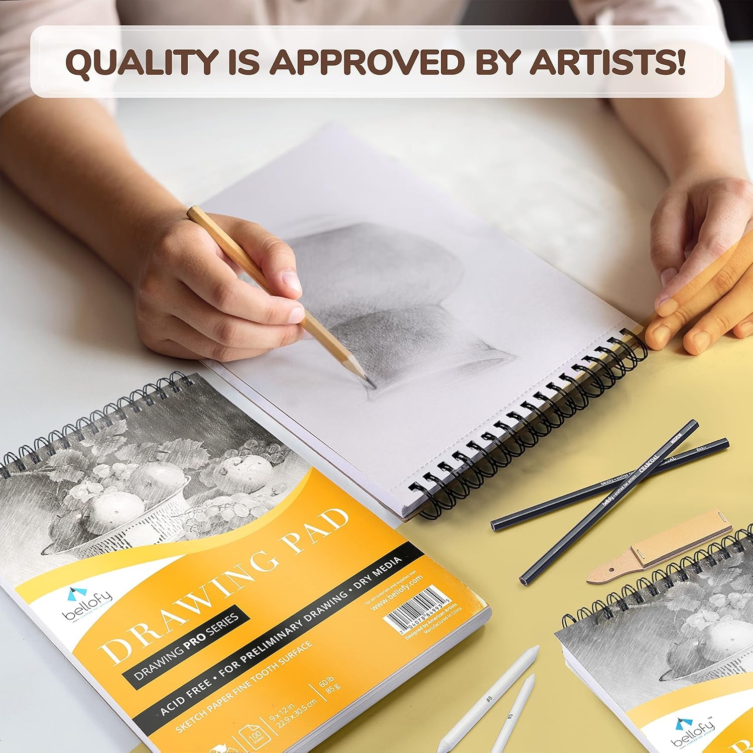 3 X Drawing Paper Pads 9” X 12” | 300 Sheets | 60Lbs 85G | Acid Free Sketchbook Paper for Dry Media | Top Spiral Bound Sketchpad for Kids, Beginners, Artists & Professionals
