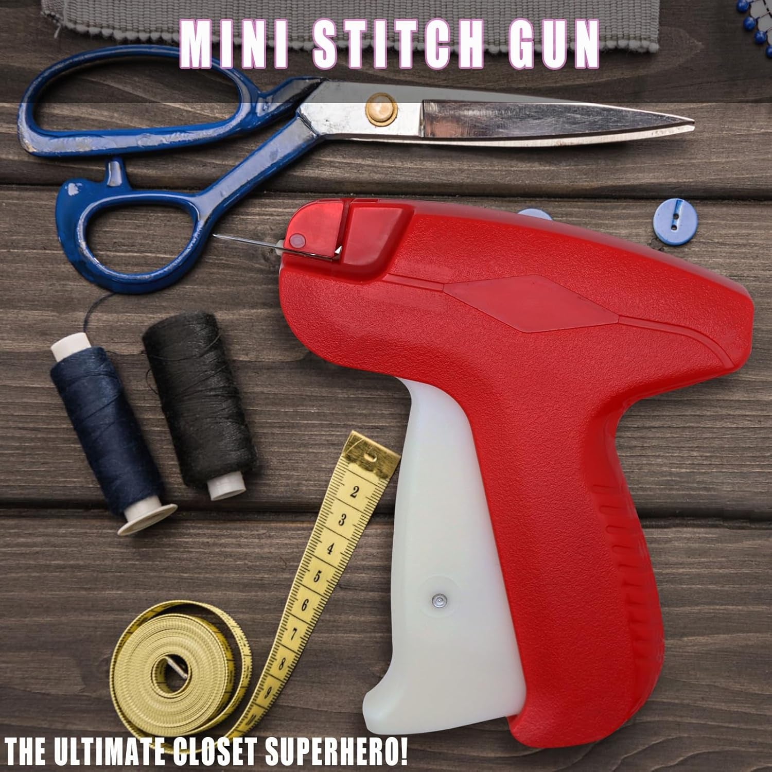 Quick Clothing Fixer, Mini Stitch Gun for Clothes, Quilt Tacking Gun, Mini Tagging Gun, Hemming Sewing Tool Kit with 2 Needles,500 Black & 500 White 5Mm Mini Fasteners