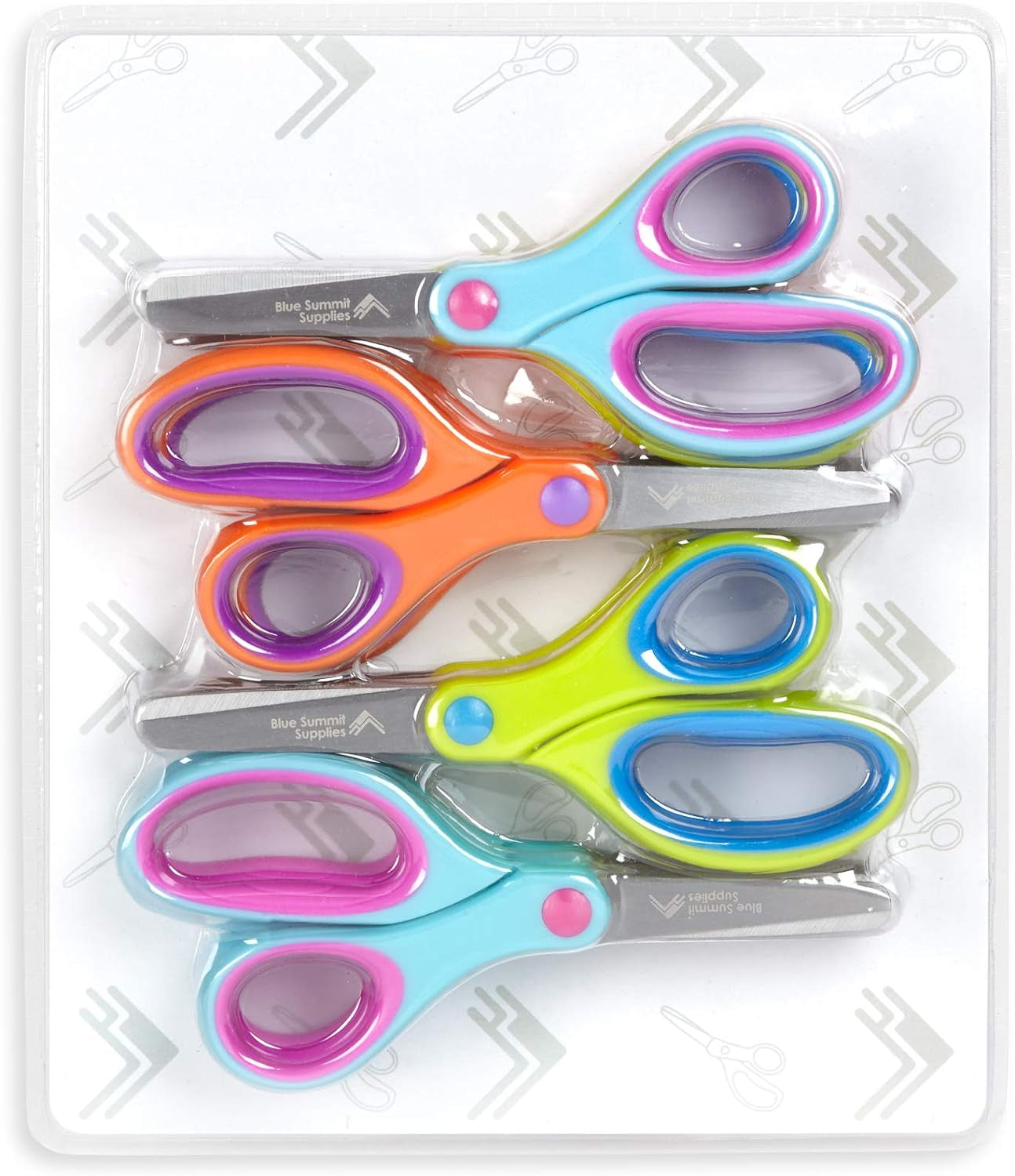 Kids Scissors, Student Scissors with Comfort Grip, Bulk Safety Scissors for School and Classrooms, Orange, Blue, and Pink Children Scissors, 12 Pack