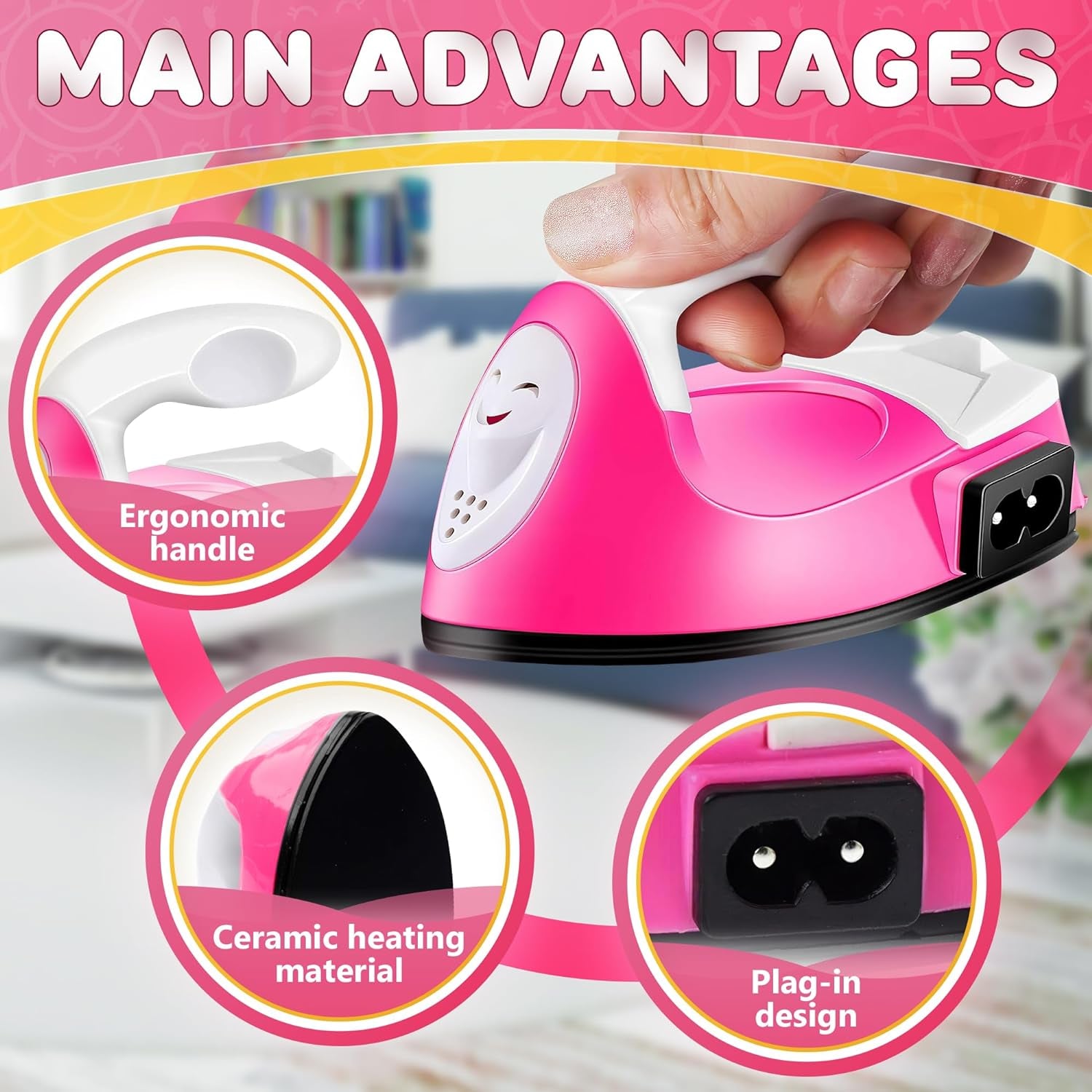 Mini Iron for Crafting - Small Iron for Crafts Small Travel Iron Mini Heat Press Iron Mini Iron for Clothes Mini Craft Iron Small Iron for Clothes - Mini Steam Iron for Clothes with Charging Base