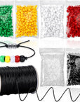 1200 Pcs Plan of Salvation Bracelet Bead Bulk Wordless Faith Bracelet Clear Red Black Green Yellow White Beads with 100 Yards Waxed Cotton Thread Cord Christian Bible Teaching Craft Kits