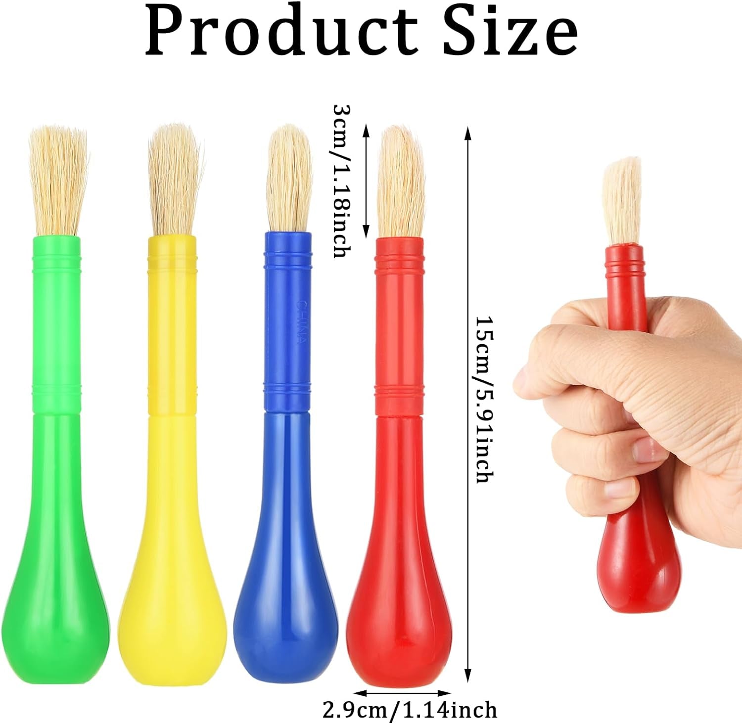 4 Piece Kids Paint Brushes, Jumbo Children'S Paintbrushes Artist Paint Brushes with Easy to Hold Handles Grip Toddler Tempera Paint Brushes Kids Craft Paint Brushes for Kids Painting