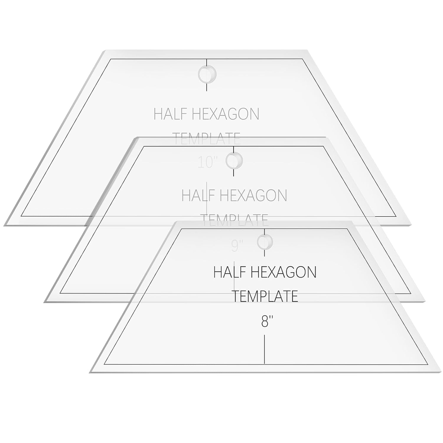 3 Pcs Half Hexagon Quilting Template Acrylic Quilting Template Ruler 8 9 10 Inch Quilt Rulers for Quilting and Sewing Layer Cake Patchwork Quilt Supplies for Cutting Patterns DIY Craft (Green)