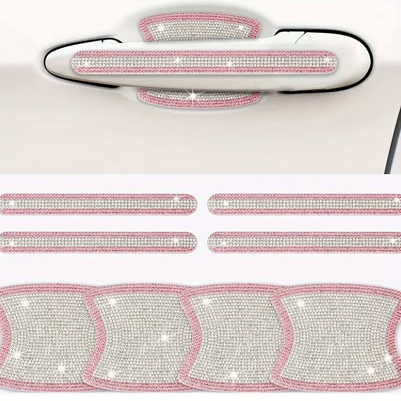 8pcs Bling Car Door Handle Anti-Collision Diamond Stickers - Sparkling PVC Decals for Stylish Protection, Fits Most Vehicles, Car Stickers