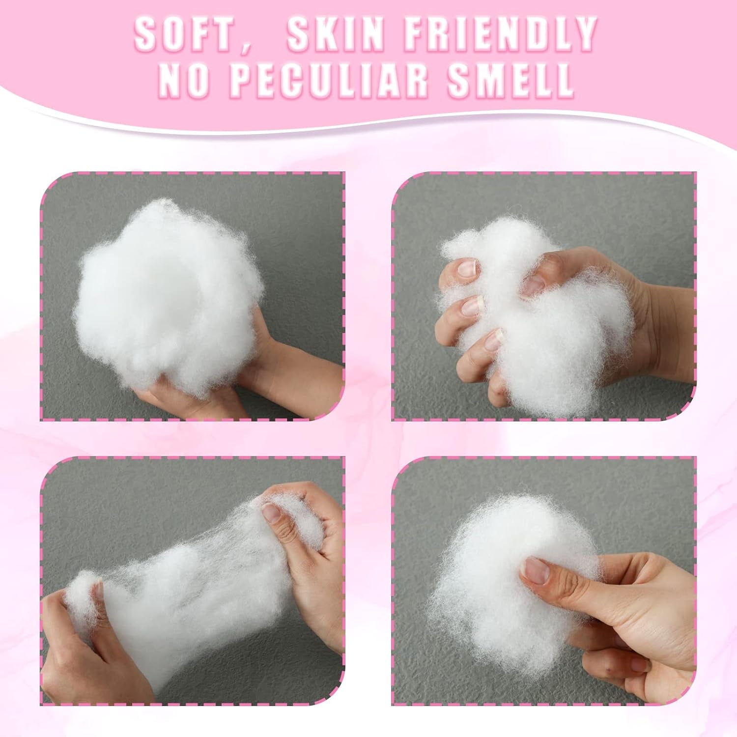 1000G/ 35Oz Polyfill Stuffing Polyester Fiber Filling Stuffings in 4 Pack Pillow Couch Stuffed High Resilience Fiber for Cushion Small Dolls Crafts Comforter DIY Padding Quilts