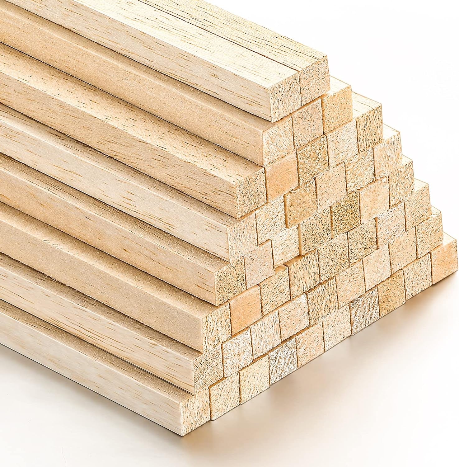 50 Pieces Balsa Wood Sticks 1/2 X 1/2 X 12 Inch Hardwood Square Wooden Dowels Unfinished Wood Sticks for Craft DIY Supplies DIY Molding Projects Making