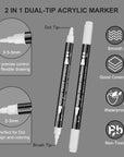 Dual Tip White Paint Pens White Acrylic Markers for Rock Painting,Ceramic,Glass,Wood,White Acrylic Paint Markers 8Pcs (White-8 Pack)