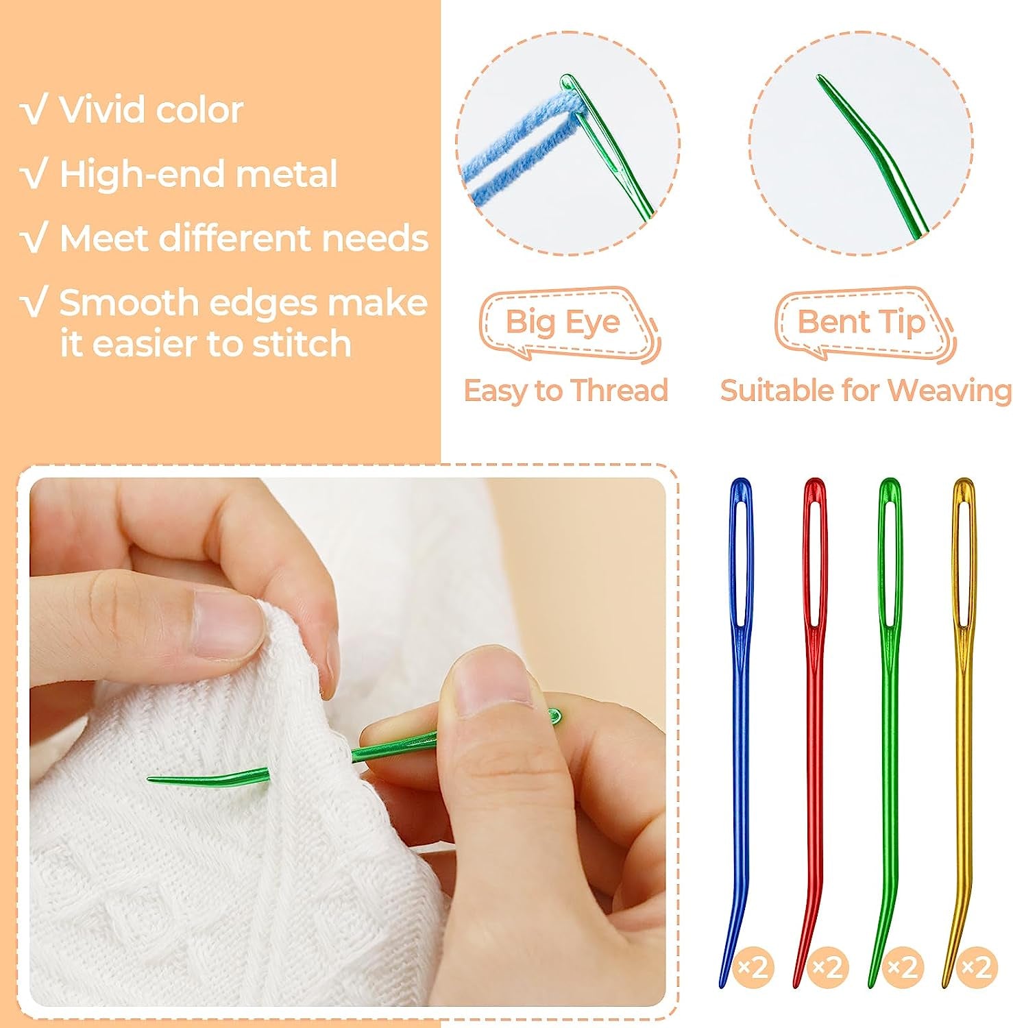 43 Pcs Yarn Needles Set, Assorted Yarn Needles Bent Tapestry Needle Weaving Needle Darning Needles Big Eye Blunt Knitting Needles with Stitch Markers for Knitting Crochet Kit