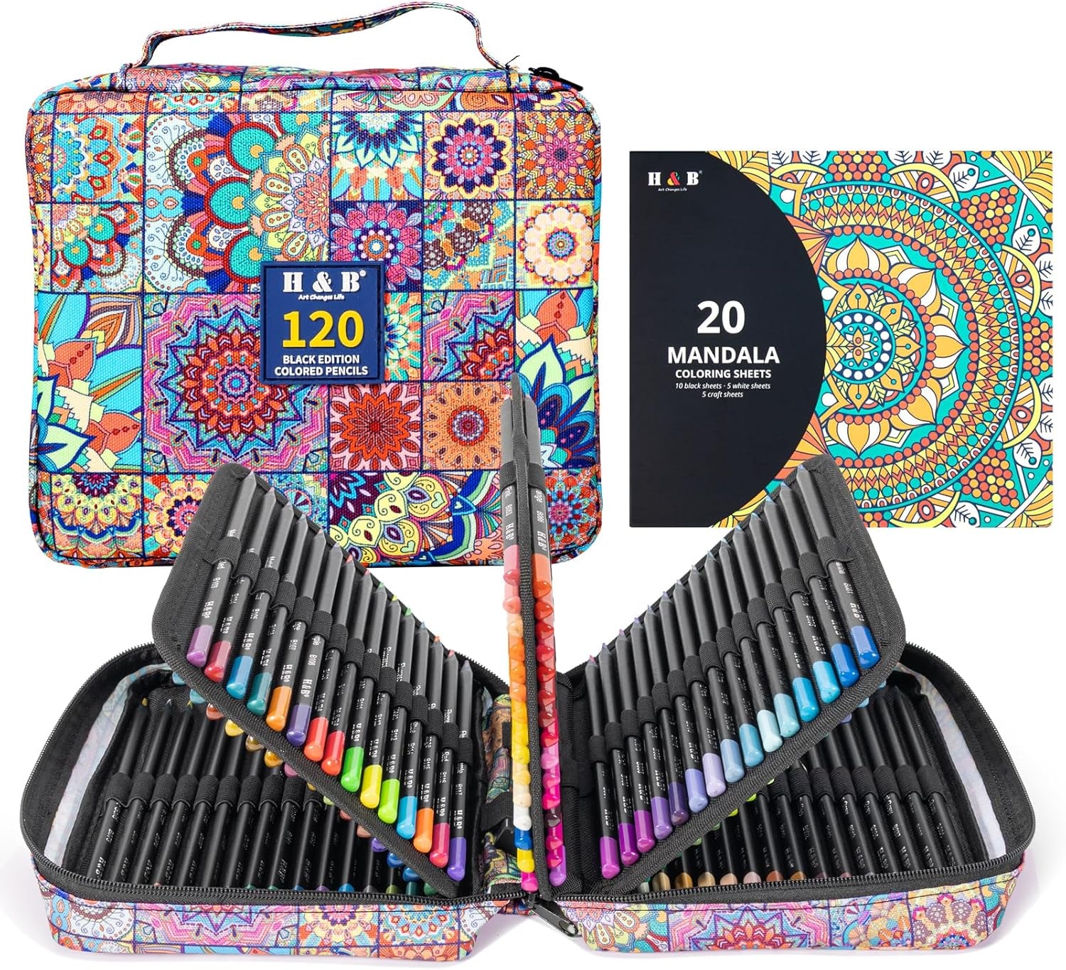 72-Color Colored Pencils Set with Coloring Book, Eraser, and Sharpener - Perfect for Drawing and Coloring - Soft Oil-Based Cores Ideal (72)
