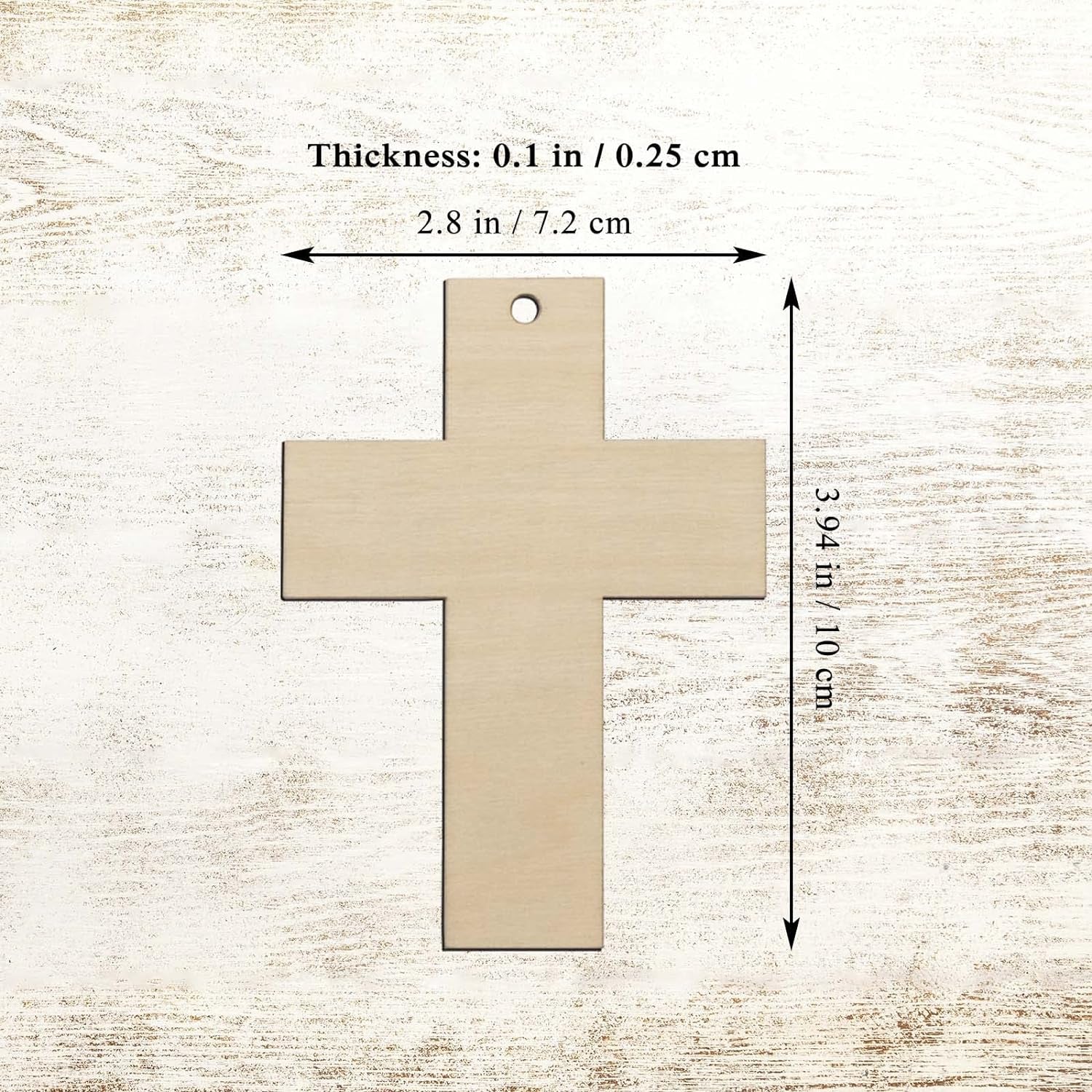 Cross Wooden Hanging Ornaments Cross Shaped Wood DIY Craft Cutout Wooden Slices Embellishments with Hole Hemp Ropes Wood Tags for Birthday Easter Halloween Christmas Decoration (2.8X3.9 In, 20-Pack)