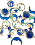 Assorted Gold Plated Enamel Cat Moon Star Celestial Charm Pendant DIY for Earrings Necklace Bracelet Jewelry Making and Crafting
