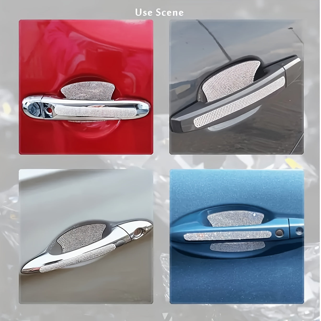8pcs Bling Car Door Handle Anti-Collision Diamond Stickers - Sparkling PVC Decals for Stylish Protection, Fits Most Vehicles, Car Stickers