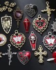 Baroque 64Pcs Assorted Gold Black Red Rose Skull Enamel Charms Coffin Cross Halloween Charm Pendant DIY for Earrings Necklace Bracelet Jewelry Making and Crafting